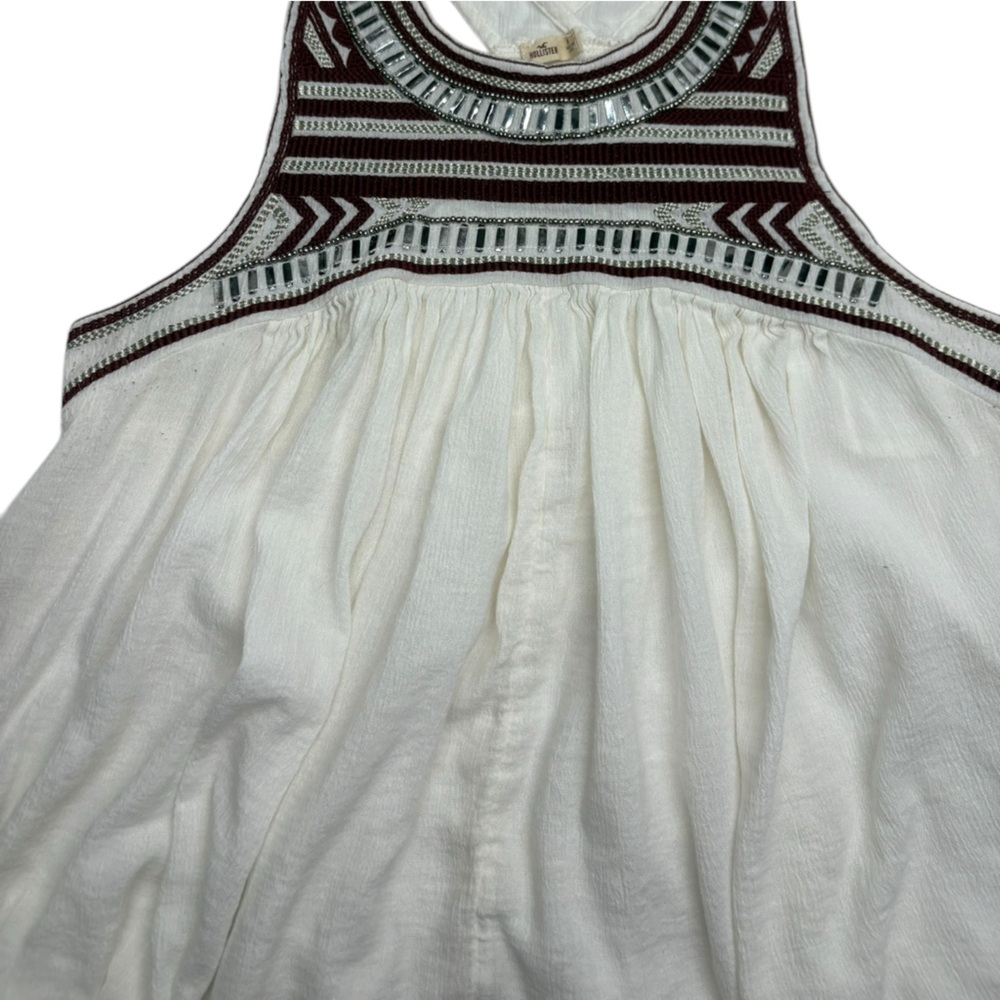 Hollister Ivory Halter Tank with Burgundy Embroidered Yoke - Picture 6 of 12